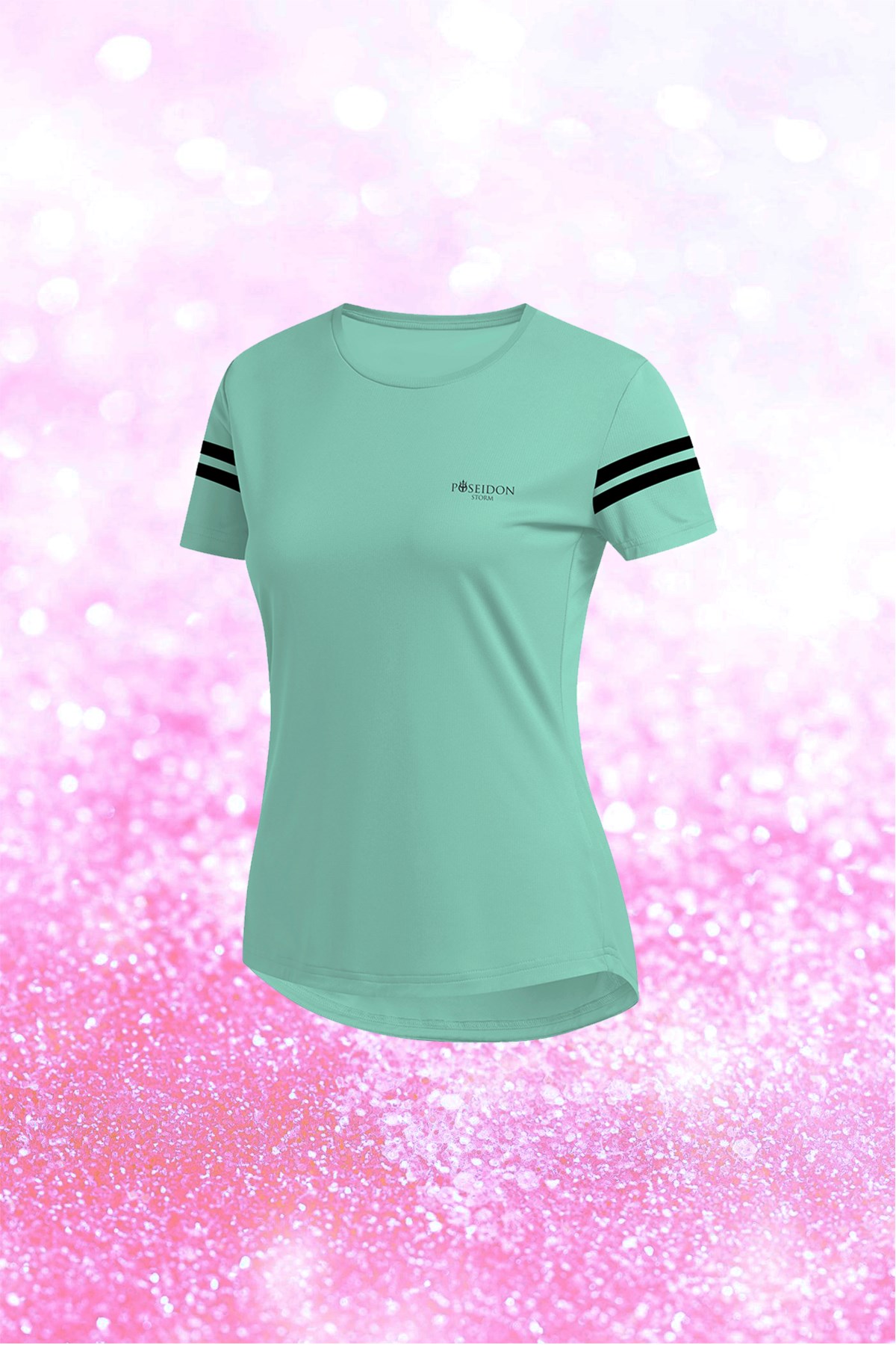 Kadın Su Yeşili Dri-Fit Kumaş Baskısız Yuvarlak Yaka Kısa Kol T-shirt S-3XL