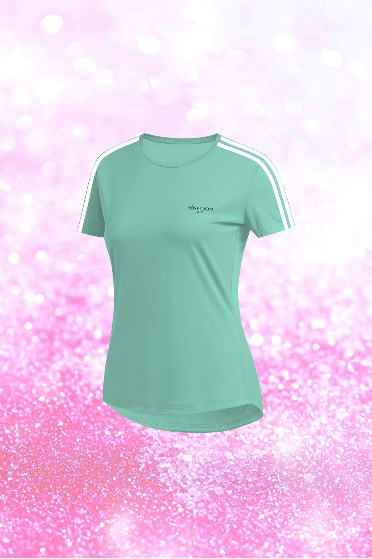 Kadın Su Yeşili Dri-Fit Kumaş Baskısız Yuvarlak Yaka Kısa Kol T-shirt   S-3XL
