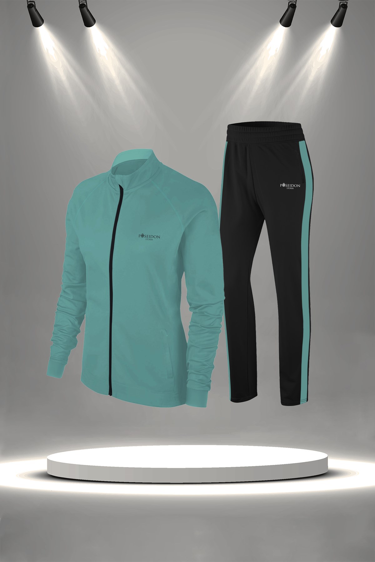 Kadın Su Yeşili İnterlok Kumaş Fit Eşofman Takımı S-3XL
