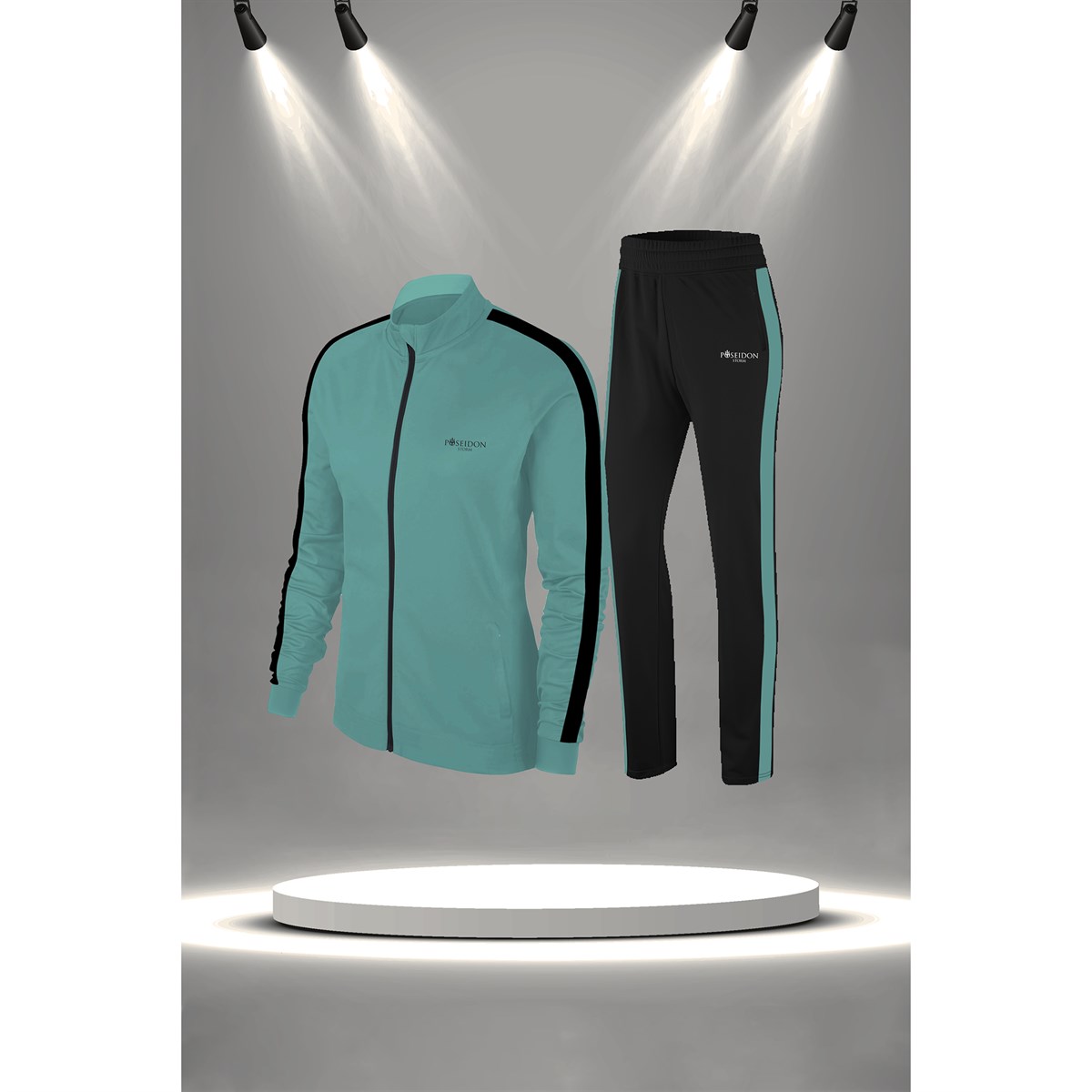 Kadın Su Yeşili  İnterlok Kumaş Konforlu Ter Tutmaz Eşofman Takımı S-3XL