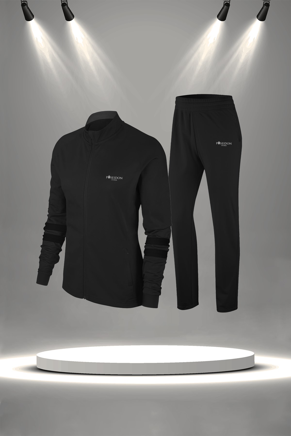 Over Size Kadın Siyah İnterlok Kumaş Rahat Yürüyüş Ve Koşu Sporcu Seti(4XL-10XL)