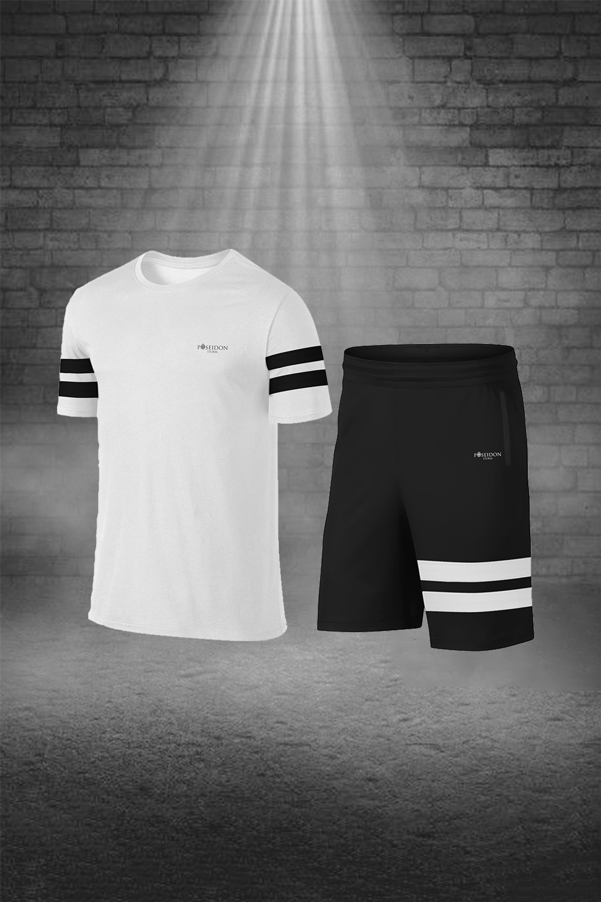 Oversize Erkek Beyaz Dri-Fit Kumaş Sıfır Yaka Kısa Kol Tişört Şort Alt Üst Takım 4XL-10XL