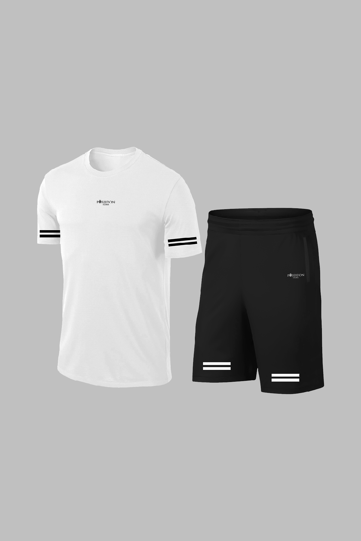 Oversize Erkek Beyaz Dri-Fit Kumaş Sıfır Yaka Kısa Kol Tişört Şort Alt Üst Takım (4XL-10XL)