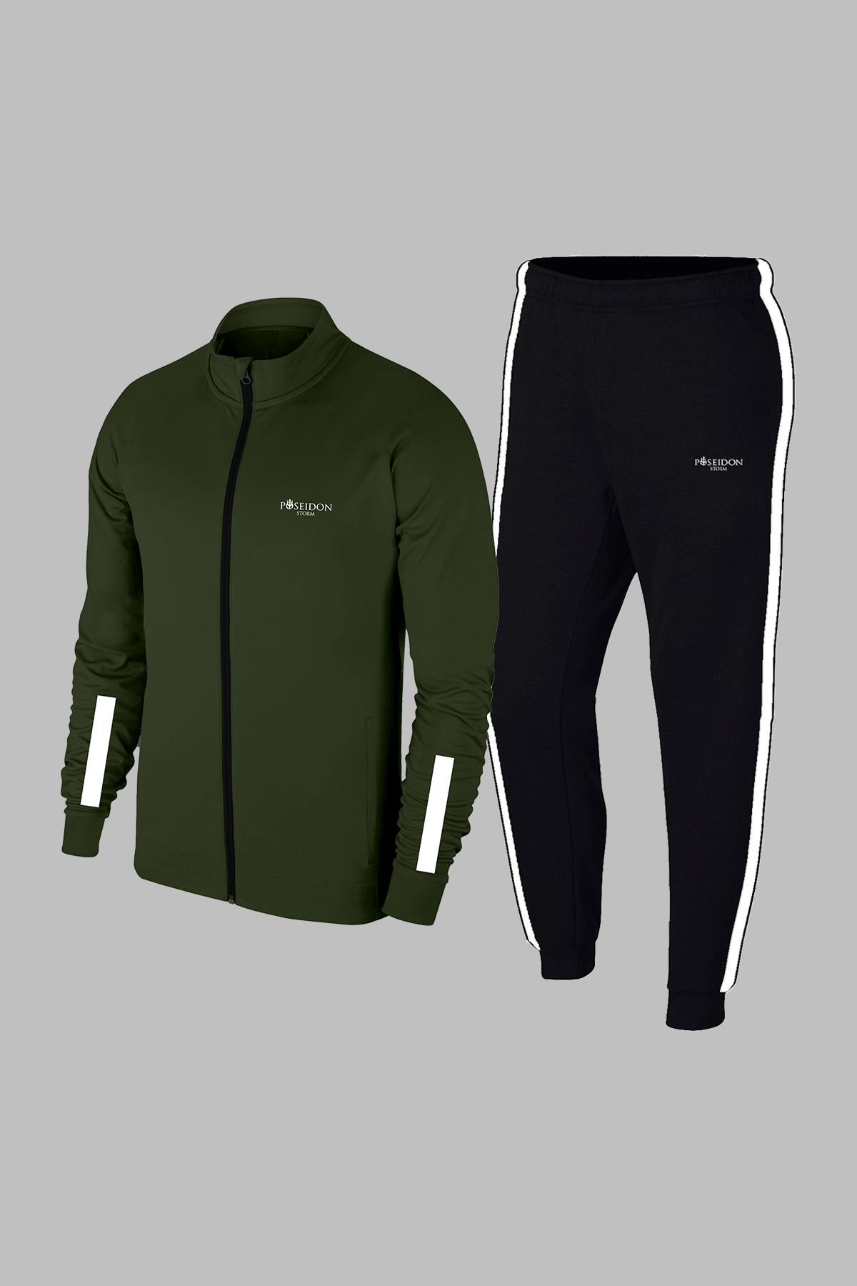 Yeni Büyük Beden Erkek Haki Özel Supra Penye Kumaş Fermuarlı Her Mevsim Sporcu Eşofman Takımı 4XL-10XL