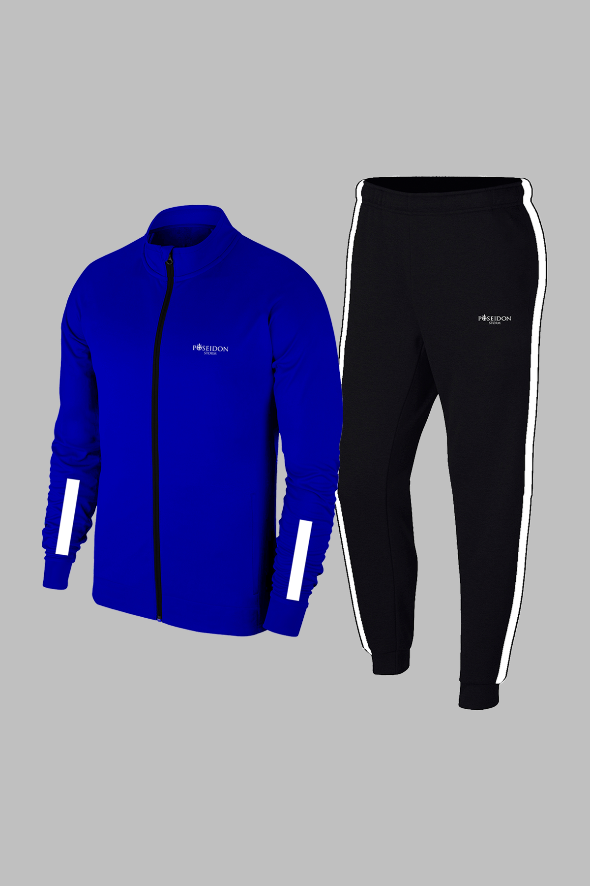 Yeni Büyük Erkek Mavi Özel Supra Penye Kumaş Cepli Rahat 2 Parça Eşofman Takımı Seti 4XL-10XL