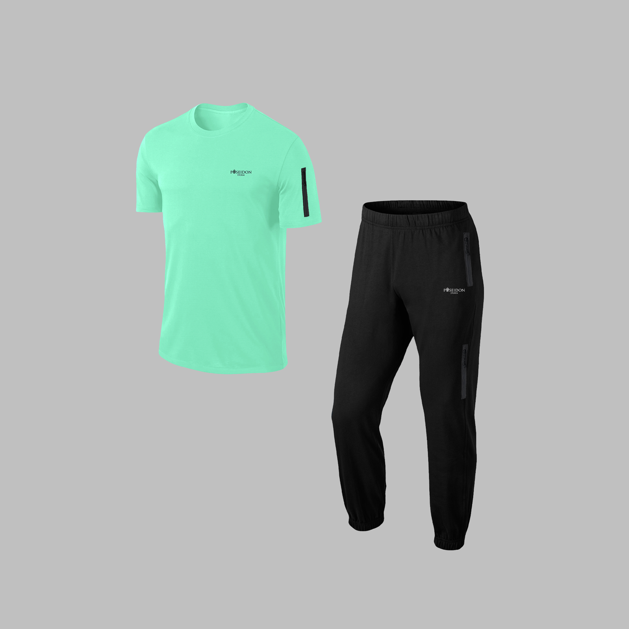 Yeni Seri Erkek Su Yeşili Supra Penye Kumaş Rahat Fermuarlı Kapüşonlu Eşofman Alt Üst Set S-3XL