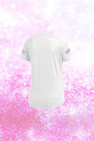 Büyük Beden Kadın Beyaz Günlük Sporcu Tişörtü 4XL-8XL - Koldan iki flexo baskı - M1