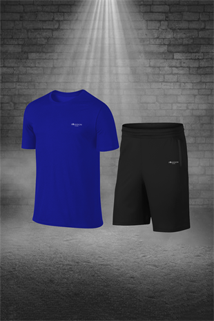 Erkek Mavi Günlük Sporcu Tişört ve Şort Takımı S-3XL - M1
