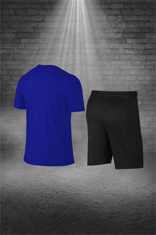 Erkek Mavi Günlük Sporcu Tişört ve Şort Takımı S-3XL - M1