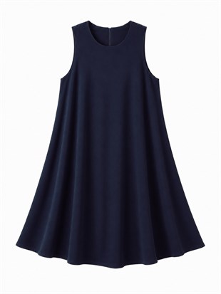 Nişantaşı Butik A MODEL KETEN ELBİSE LACİVERT