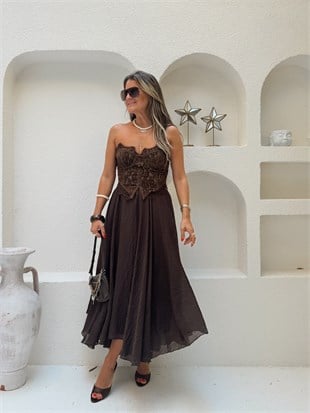 Nişantaşı Butik ASİMETRİK ASTARLI VOLUM ETEK KAHVERENGİ