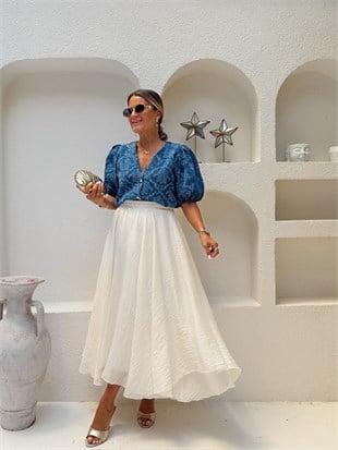 Nişantaşı Butik ASİMETRİK ASTARLI VOLUM ETEK VANİLLİA