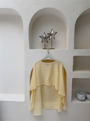 Nişantaşı Butik ASİMETRİK TÜL BLUZ SARI