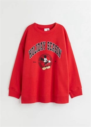 Nişantaşı Butik BASKI DETAY KIRMIZI 2İPLİK SWEATSHİRT
