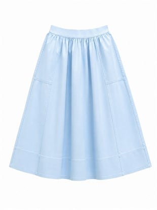 Nişantaşı Butik BEBE MAVİ YIKAMALI KLOŞ ETEK