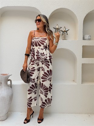 Nişantaşı Butik BLUZ PANTOLON KAHVE DESENLİ TAKIM