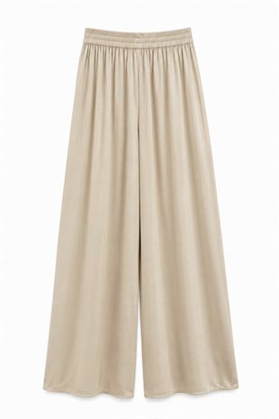 Nişantaşı Butik BOL PAÇA DÖKÜM TİRİL PANTOLON BEJ