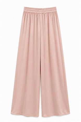 Nişantaşı Butik BOL PAÇA DÖKÜM TİRİL PANTOLON PUDRA