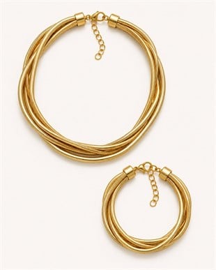 Nişantaşı Butik BURGU DETAY 2Lİ SET GOLD