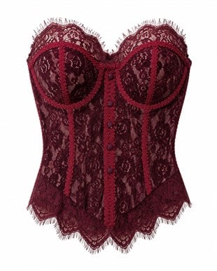 Nişantaşı Butik DANTEL DETAY KUPLU BÜSTİYER BORDO
