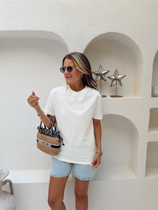 Nişantaşı Butik DANTEL YAKA DETAY TSHİRT