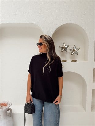 Nişantaşı Butik DİK YAKA İPEK TRİKO SİYAH