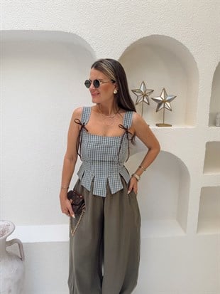 Nişantaşı Butik DİLİM DETAY HAKİ PÖTİKARE BUSTİYER