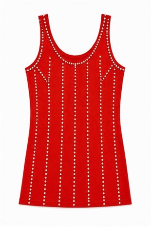 Nişantaşı Butik DROP VE TAŞ DETAY BASİC KIRMIZI