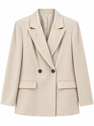 Nişantaşı Butik DÜĞME DETAY ÇİZGİLİ BLAZER CEKET BEJ 