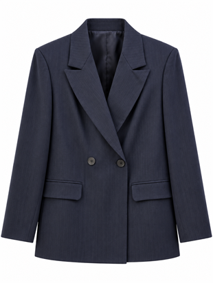 Nişantaşı Butik DÜĞME DETAY ÇİZGİLİ BLAZER CEKET LACİVERT 