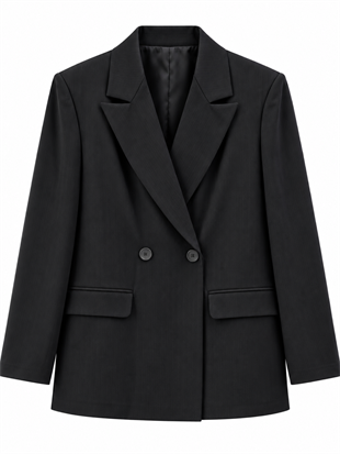 Nişantaşı Butik DÜĞME DETAY ÇİZGİLİ BLAZER CEKET SİYAH 