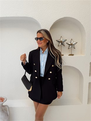 Nişantaşı Butik GOLD DÜĞME DETAY SİYAH BLAZER