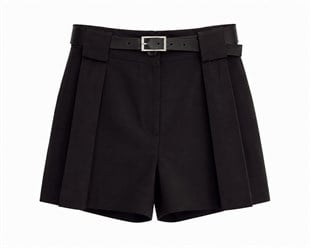 Nişantaşı Butik KEMERLİ TİRİL ŞORT SİYAH