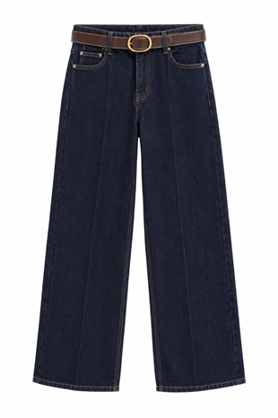 Nişantaşı Butik KONTRAST KEMERLİ WİDE LEG JEAN