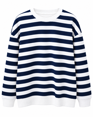 Nişantaşı Butik LACİVERT ÇİZGİLİ SWEAT BLUZ 