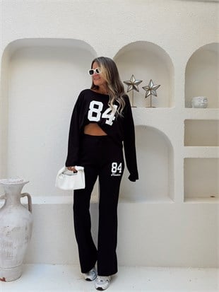 Nişantaşı Butik LAZER KESİM BLUZ PANTOLON İNCE MODAL TAKIM SİYAH