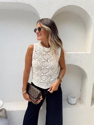 Nişantaşı Butik MOTİF DETAY NATURAL MERSERİZE BLUZ