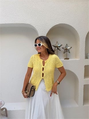 Nişantaşı Butik MOTİFLİ ELİT TRİKO SARI
