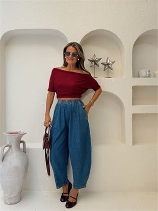 Nişantaşı Butik NAKIS DETAY MAVİ BALON JEAN