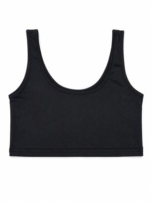 Nişantaşı Butik ÖN ARKA U YAKA BASİC CROP SİYAH
