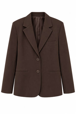 Nişantaşı Butik OVERSİZE ÇİFT DÜĞME DETAY BLAZER KAHVERENGİ