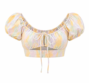 Nişantaşı Butik PASTEL RENK GEÇİŞ YAKA DETAY CROP