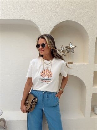 Nişantaşı Butik SEA PEARL RENK BASKI TSHİRT