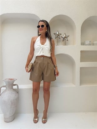 Nişantaşı Butik ŞEHİR BOY KETEN ŞORT VİZON