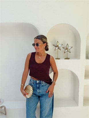 Nişantaşı Butik SİM DETAY ŞERİTLİ TRANSPARAN BLUZ