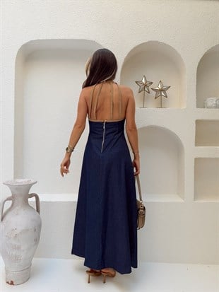 Nişantaşı Butik SIRT DETAY BİYELİ MAXİ ELBİSE