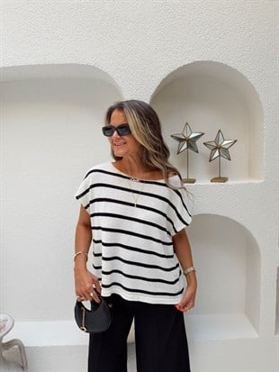 Nişantaşı Butik SİYAH ÇİZGİLİ MERSERİZE 