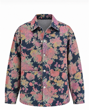 Nişantaşı Butik SOFT FLORAL DESEN MEVSİMLİK JEAN CEKET