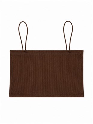 Nişantaşı Butik SPAGETTİ ASKI BASİC CROP KAHVE