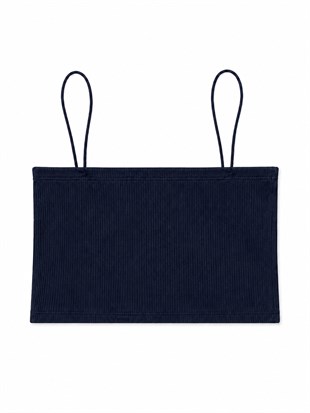 Nişantaşı Butik SPAGETTİ ASKI BASİC CROP LACİVERT